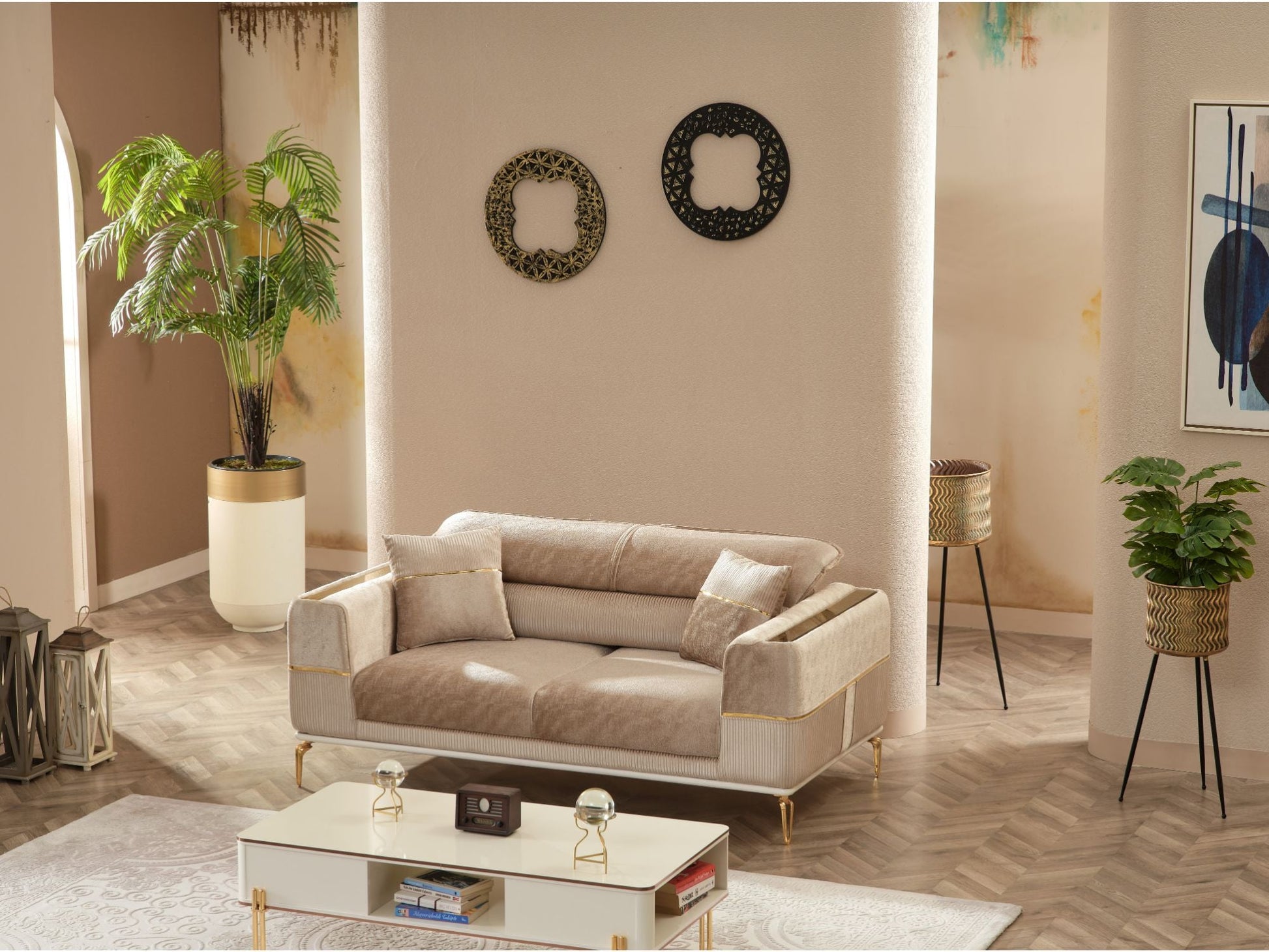 Convertible Livingroom (2 Sofa & 2 Chair) Beige