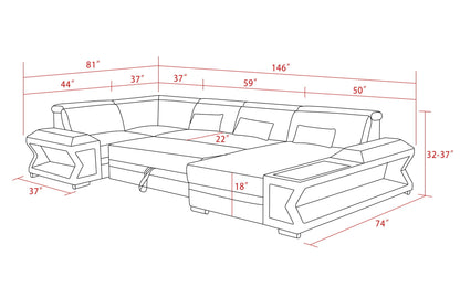 Boancy Led Modern Sectional with Side Storage and Bed Function