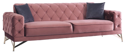 Convertible Livingroom (1 Pink Sofa & 1 Grey Sofa & 2 Chair)