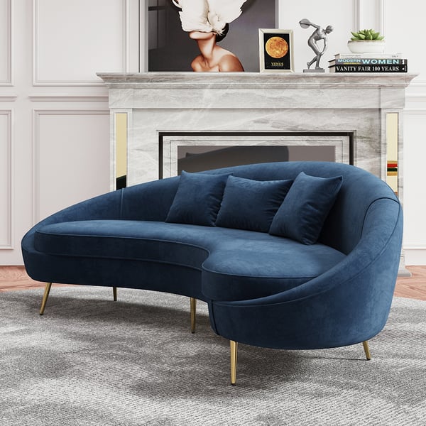 Modern 95" Bronze Velvet Curved Sofa, 3 Seaters