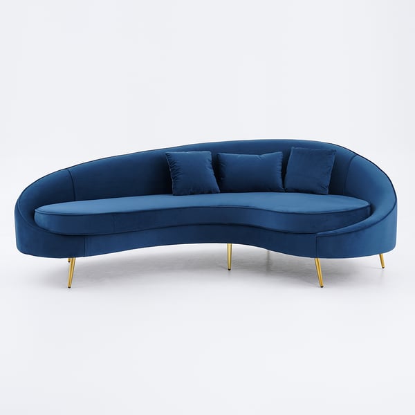 Modern 95" Bronze Velvet Curved Sofa, 3 Seaters