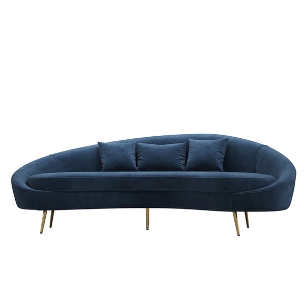 Modern 95" Bronze Velvet Curved Sofa, 3 Seaters