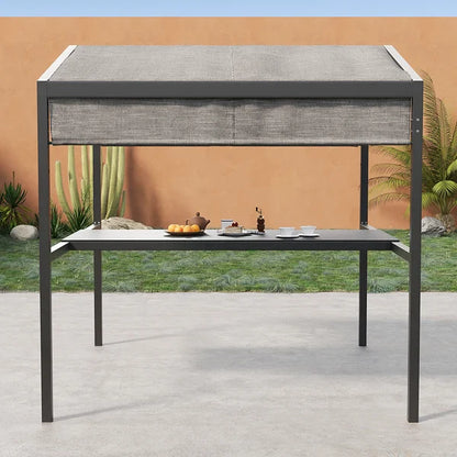 Outdoor Patio Adjustable Height Dining Table, Canopy, Bar Table
