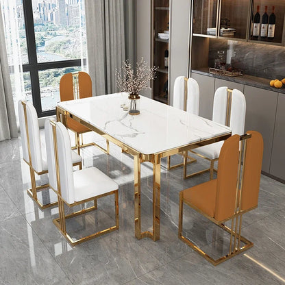 Unique Luxury Dining Set: Modern Metal Legs, Space-Saving Rectangular Table, Nordic Design