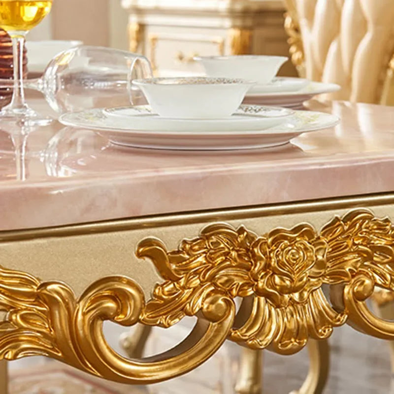 Wooden Luxury Dining Table: Gold Vintage, European, Space-Saving