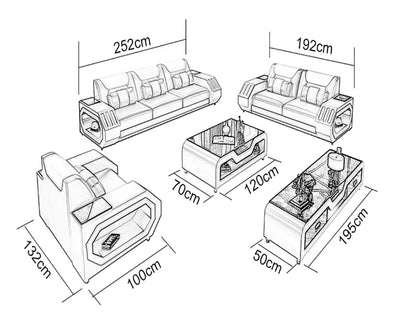 Modern Chesterfield Sectional - Royal Leather Living Room Set