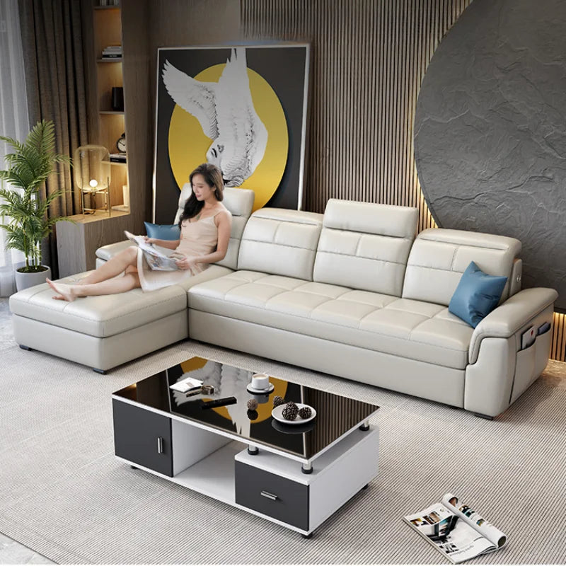 Genuine Leather Sofa - Storage, Reclining, Corner Lounge Design