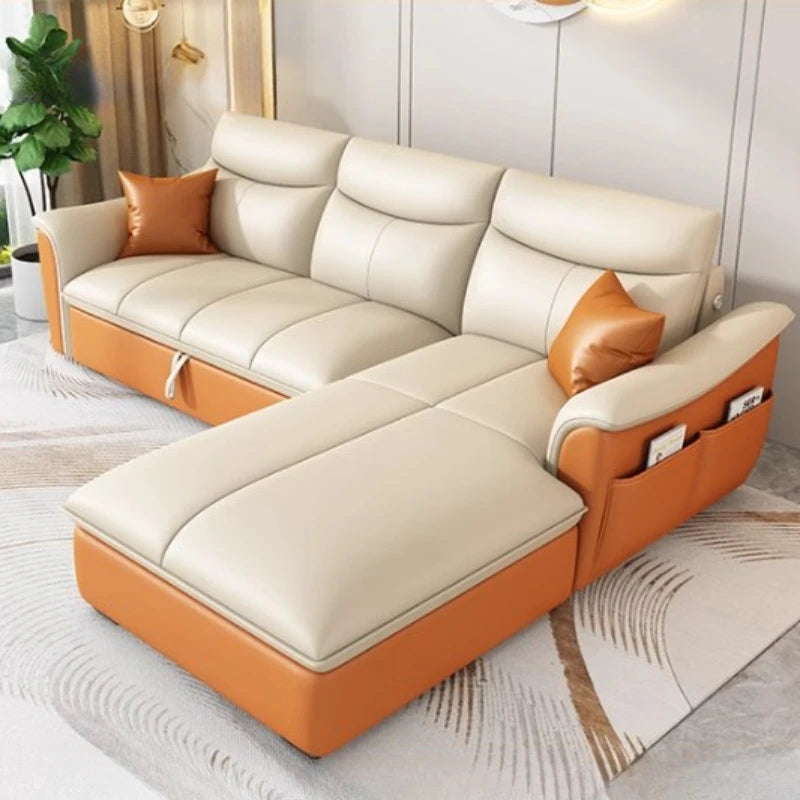 Leather Fancy Sofa Bed - Modern Luxury Nordic Daybed