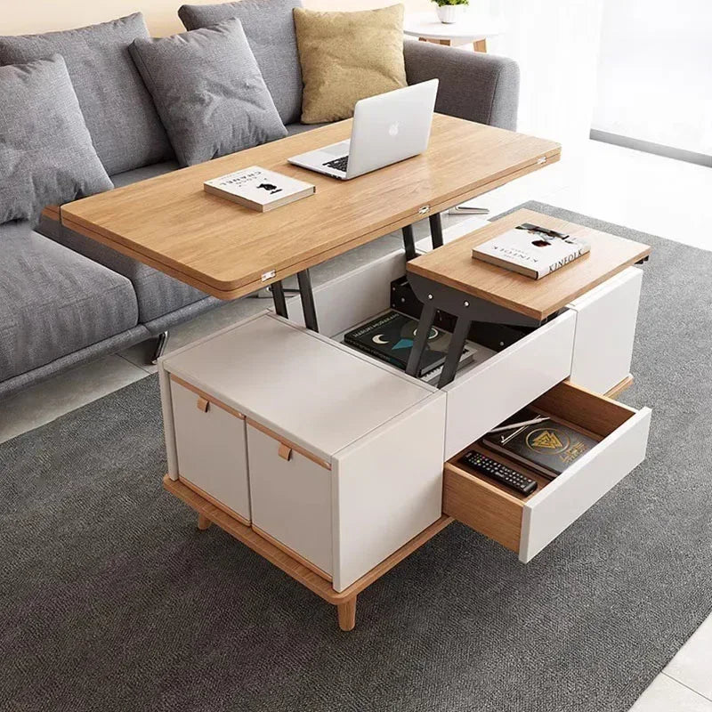 Lift-Up Storage Coffee Table: White Modern Nordic, Minimalist Home Furniture