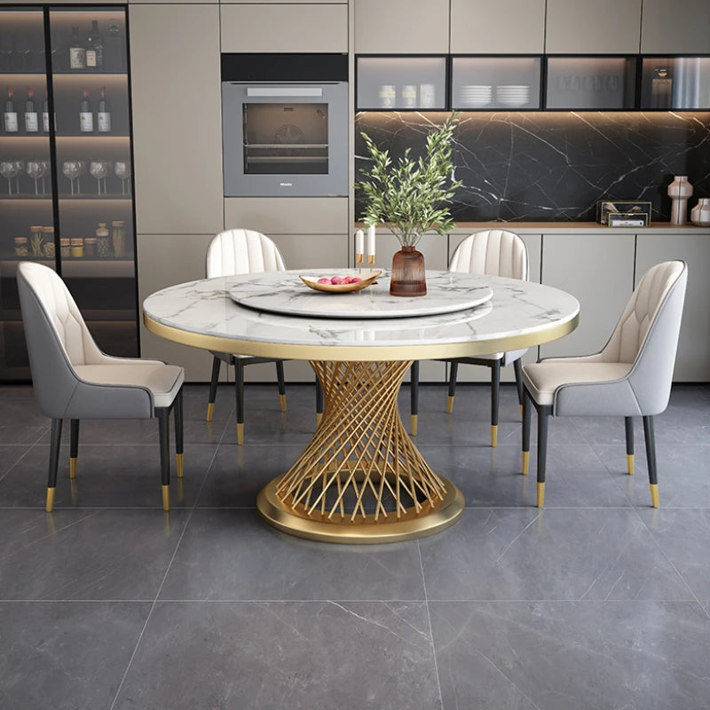 Round Modern Dining Table: Designer Nordic Style, Space-Saving, Foldable, Living Room Furniture