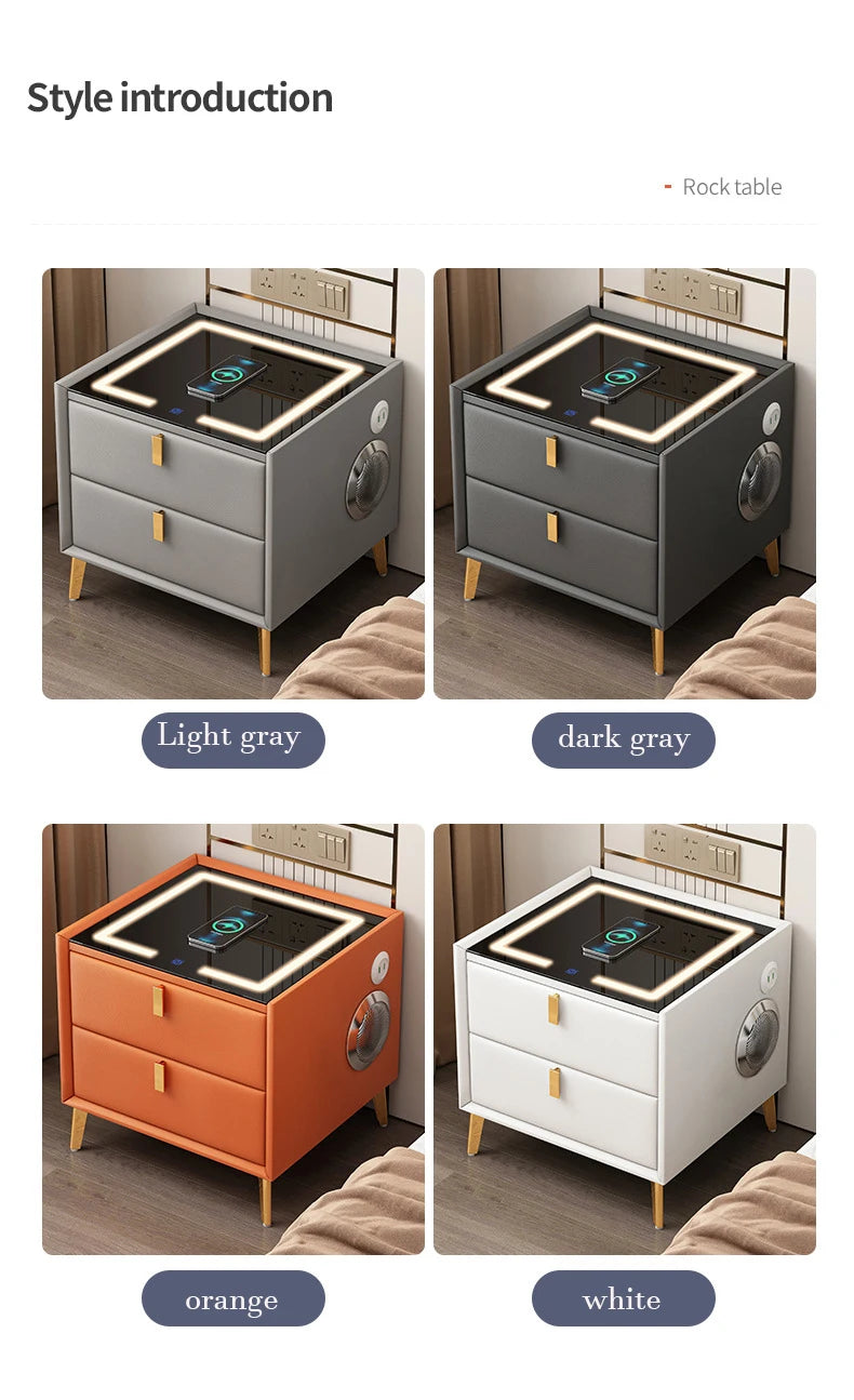 Intelligent Bedside Table with Wireless Charge, Night Light & Bluetooth