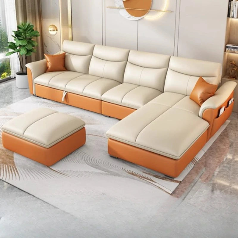 Leather Fancy Sofa Bed - Modern Luxury Nordic Daybed