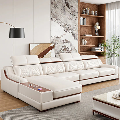 Genuine Leather Modern Reclining Sofa - White Nordic Lounge