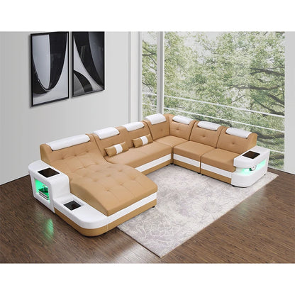 Luxury Buffalo Genuine Leather Loveseat – Modular Sofa for Villas & Restaurants