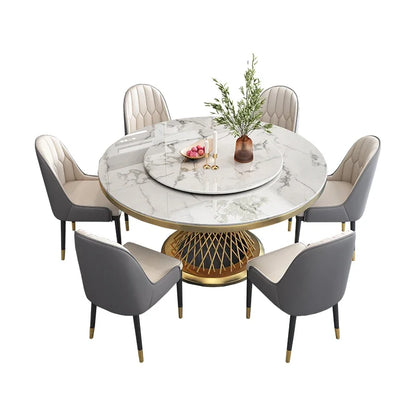 Round Modern Dining Table: Designer Nordic Style, Space-Saving, Foldable, Living Room Furniture