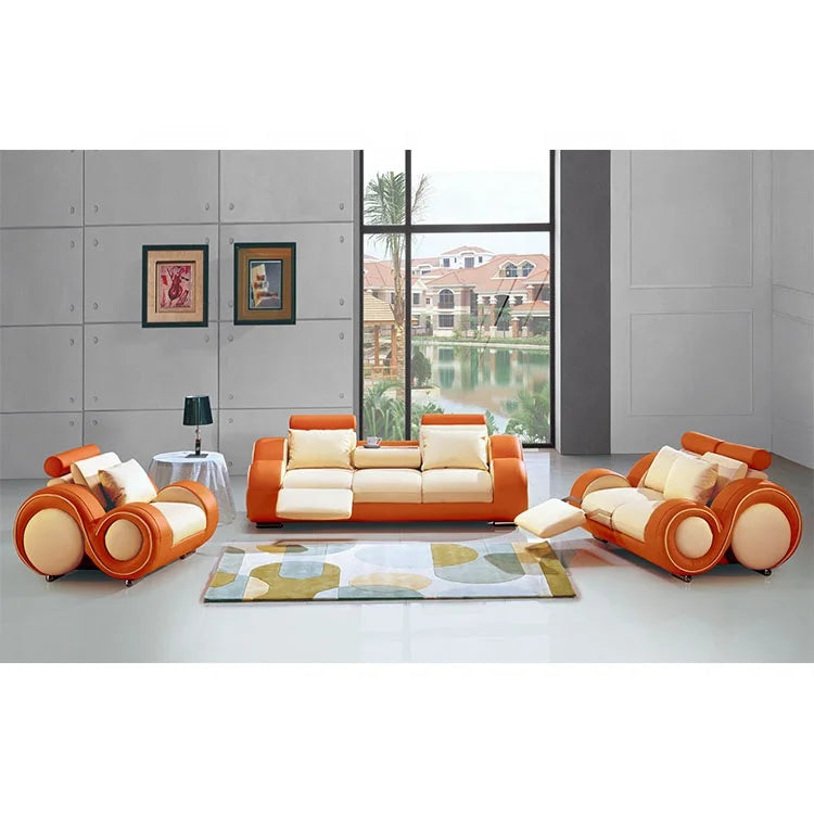 Modern Luxury Italian Leather Recliner Sofa Set for Living Rooms