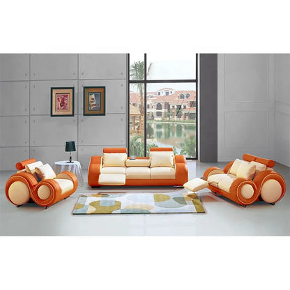 Modern Luxury Italian Leather Recliner Sofa Set for Living Rooms