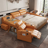 King Size Smart Bed with Storage - Wood Frame, Multifunctional