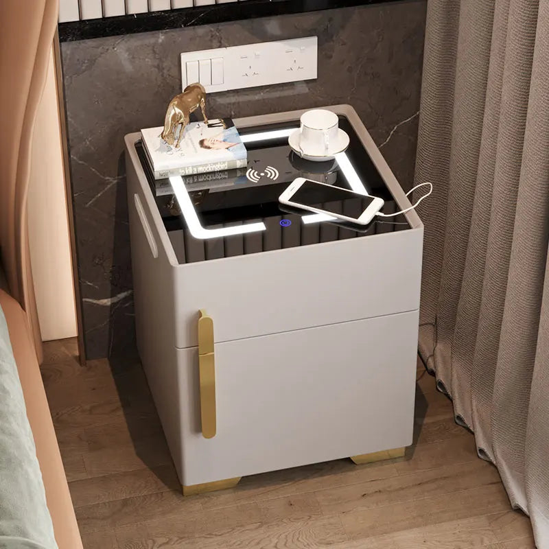 Bedroom Storage Nightstands with Smart Wireless Charging