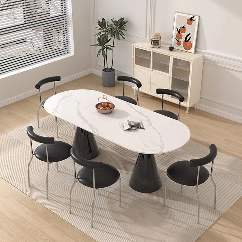 Unique Kawaii Dining Table: Oval, Waterproof, Modern White, Nordic Design