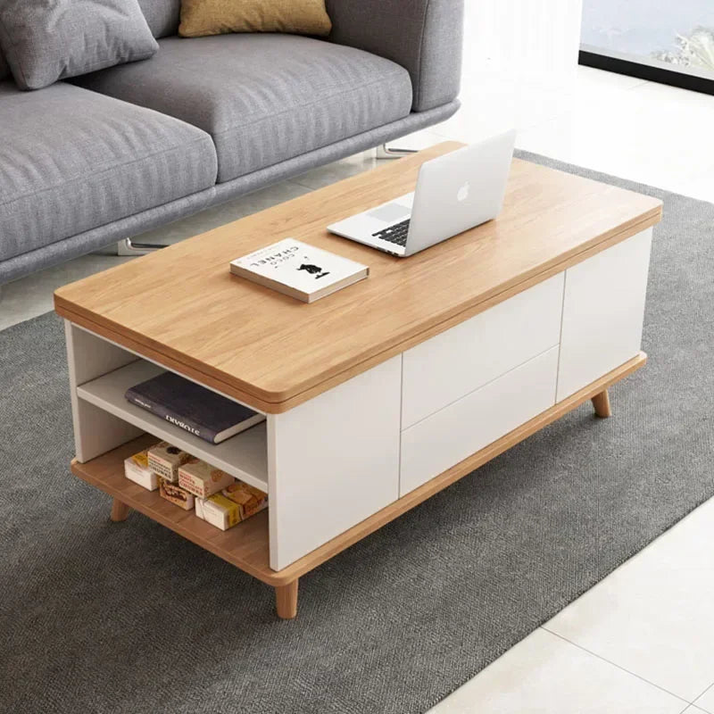 Lift-Up Storage Coffee Table: White Modern Nordic, Minimalist Home Furniture