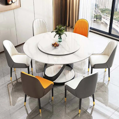 Designer Round Dining Table: Luxury Rotating Turntable, Modern Restaurant Furniture