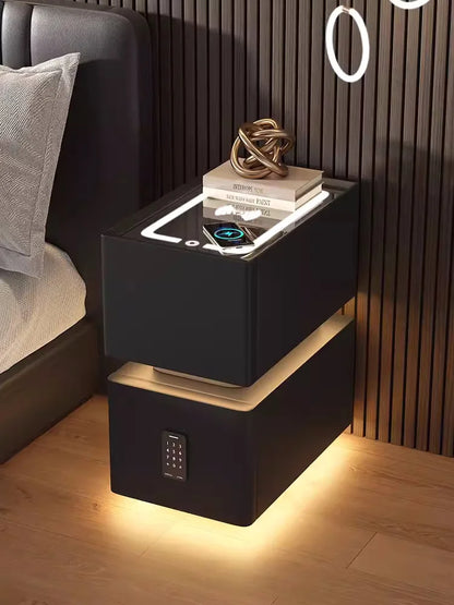 Creative 25cm Smart Bedside Table with Sensor Light & Charging