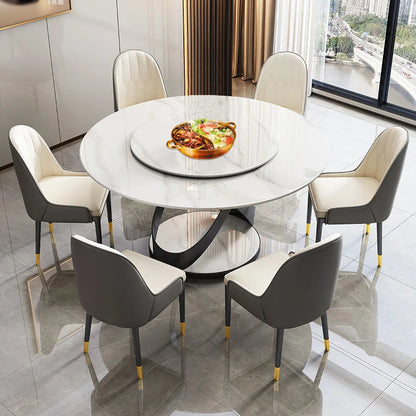 Designer Round Dining Table: Luxury Rotating Turntable, Modern Restaurant Furniture