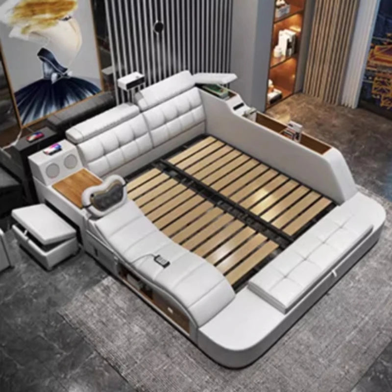 Multifunctional King Size Bed with Storage Drawers & Smart Features