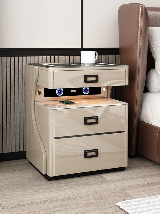 Smart Bedside Table with Safe, Rechargeable Light & Multi-Function