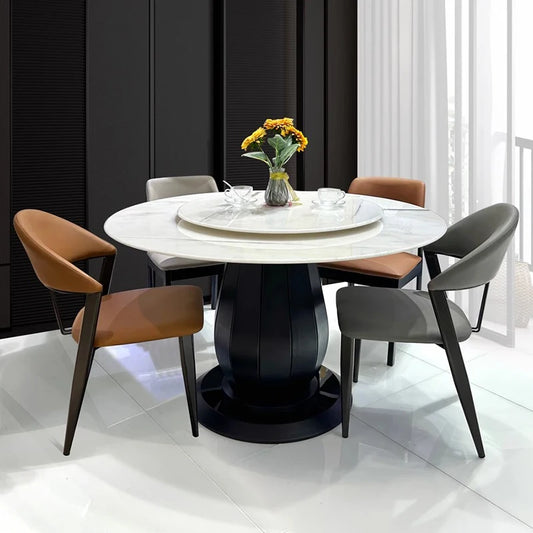 Round Mobile Dining Table: Marble, Nordic Design, Luxury Furniture