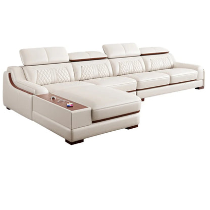 Genuine Leather Modern Reclining Sofa - White Nordic Lounge