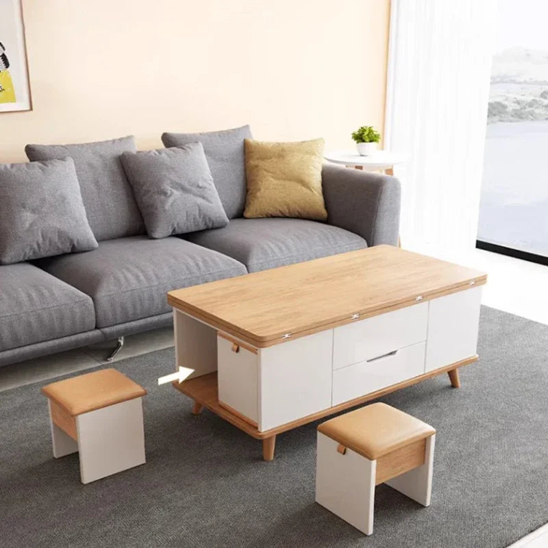 Lift-Up Storage Coffee Table: White Modern Nordic, Minimalist Home Furniture