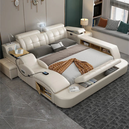 Tech Smart Genuine Leather Bed - Multifunctional Ultimate