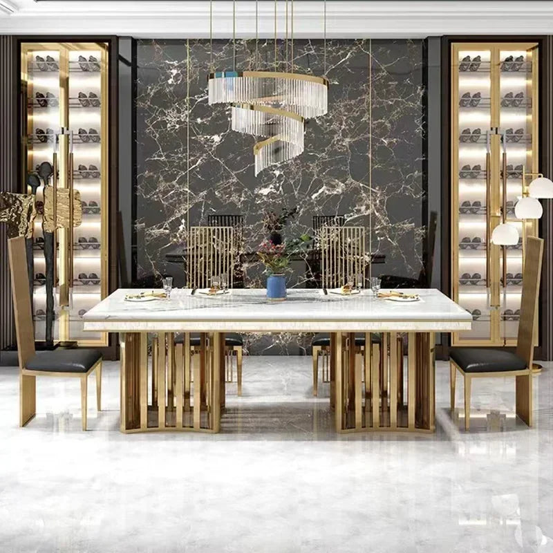 Luxury Modern Dining Table: Marble Desk, Mobile Kitchen Tables, Console, Dining Chairs, Home Furniture