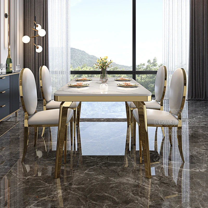 6-Person Dining Table: Marble Top, Coffee Console, Hospitality, Restaurant, Kitchen, Mesa Comedor