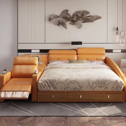 King Size Smart Bed with Storage - Wood Frame, Multifunctional