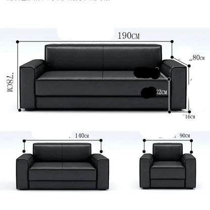 Elegant Office Sofa - Leather, Protective, Comfortable Boucle