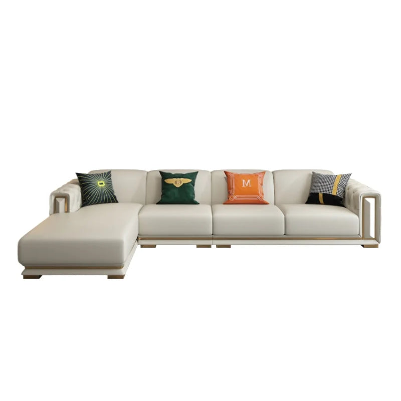 Genuine Leather Italian Loveseat - Modern Luxury Corner Sofa