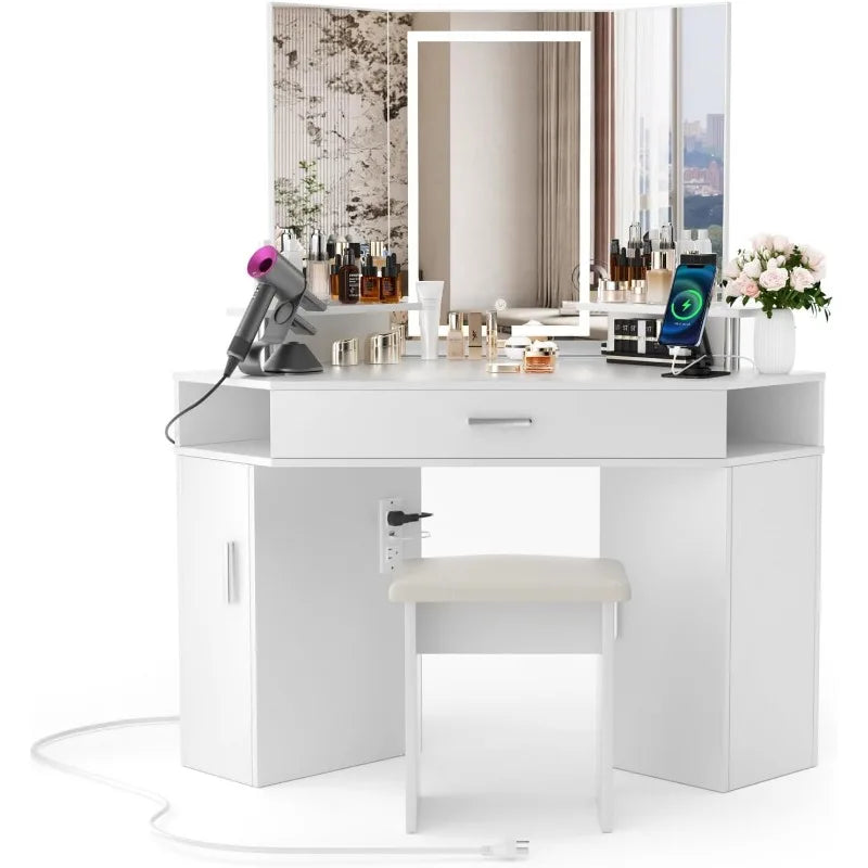 47" L Vanity with Lighted Mirror, Power Outlet & Adjustable Lighting