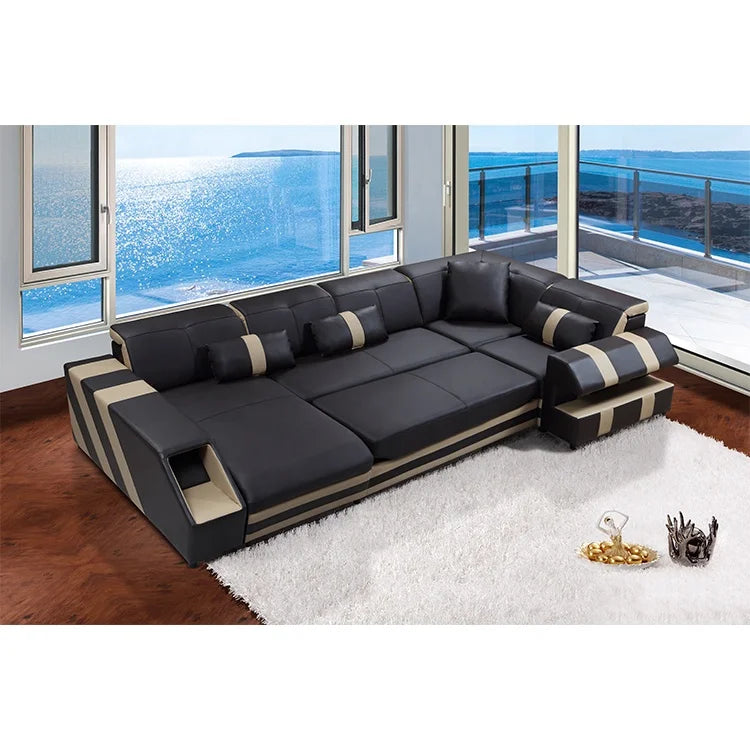 Modern Couch Living Room Sofa Set Furniture Recliner Luxury Black Pure Leather Sofa Turkey