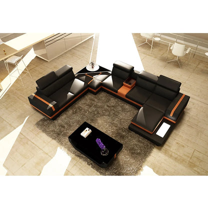 Luxury Modern Genuine Leather Corner Sofa Set for Living Rooms