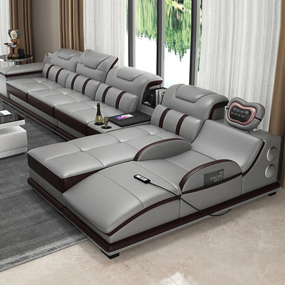 Luxury Leather Sectional Sofa - Massage Reclining & Daybed Lounge