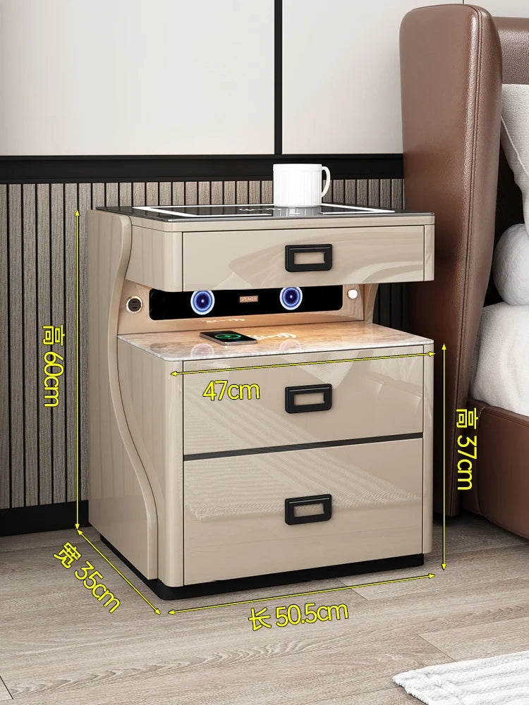 Smart Bedside Table with Safe, Wireless Charging & Bluetooth Speaker