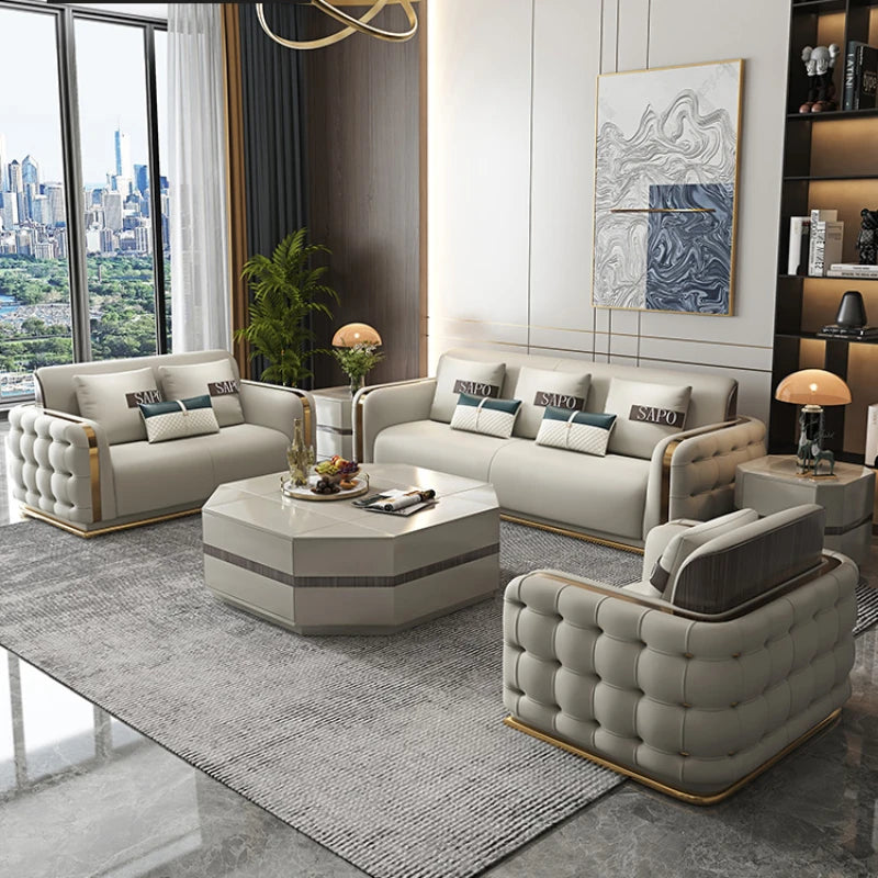 Luxury Fancy Living Room Sofas - Genuine Leather Italian