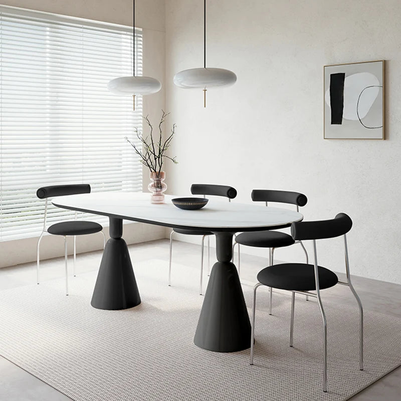 Unique Kawaii Dining Table: Oval, Waterproof, Modern White, Nordic Design