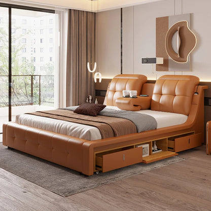 Unique Smart Bedroom Storage Bed: Nordic Wood, King Size