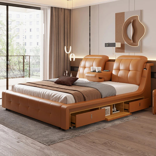 Unique Smart Bedroom Storage Bed: Nordic Wood, King Size