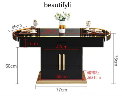 Compact Modern Foldable Dining Table with Induction Cooke