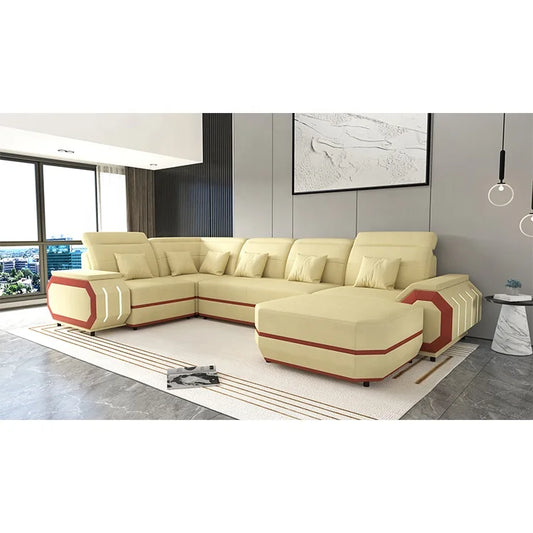 Modern Genuine Leather Office Sofa Set – Luxury Living Room Furniture